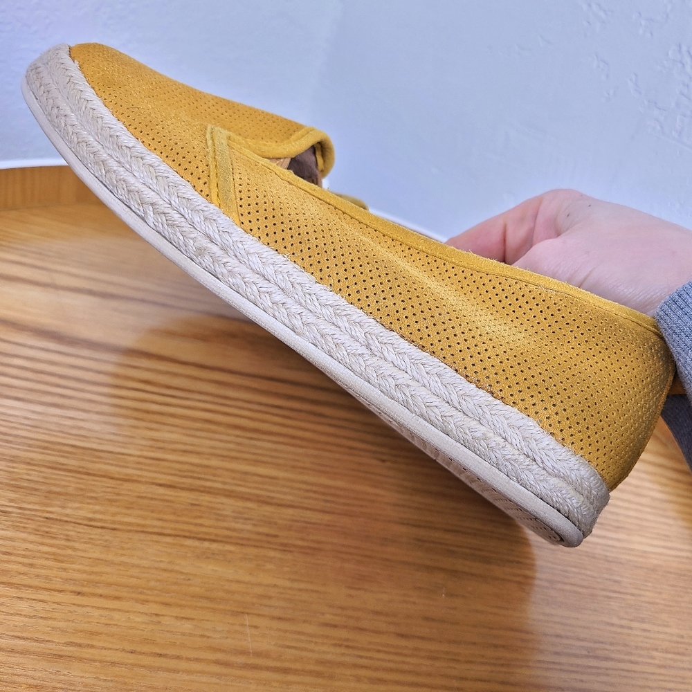 Clark's Azella Yellow Perforated Suede Espadrille Sneakers - Picture 8 of 10